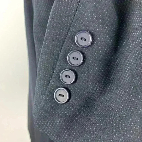 Dress barn blazer size 14 black with blue pindot two button jacket with pockets - Picture 6 of 14
